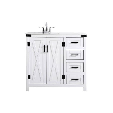 ELEGANT DECOR 36 Inch Bathroom Vanity In White VF90236WH